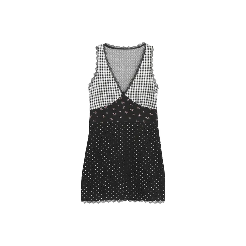 QYPRF Sleeveless Dress Women's Black White-0