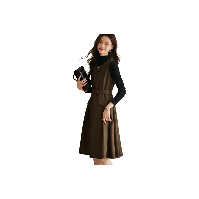 Mo Han Yi Mei Sleeveless Dress Women's Coffee-0