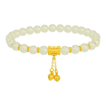 SINO GEM Hetian Jade Bracelets Pale Greenish White Jade Women's