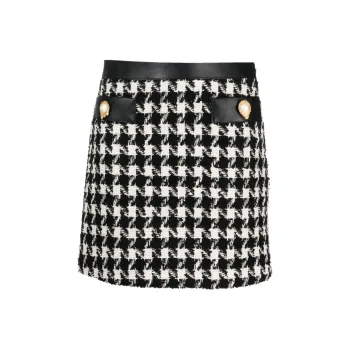 MOSCHINO Mid Rise Houndstooth Skirt
