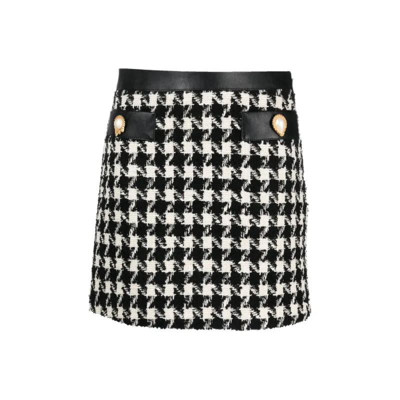 MOSCHINO Mid Rise Houndstooth Skirt-0