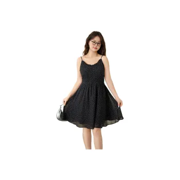 DAMABAIFENBAI Plus Size Slip Dress Women's Black