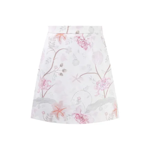 COCOON Golden Pink Ephemeral Romantic Positioning A Shaped 100% Cotton Casual Short Skirts Women's Jacquard