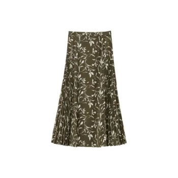 OVV Casual Long Skirt Women's Dark Green Pattern