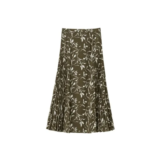OVV Casual Long Skirt Women's Dark Green Pattern-0