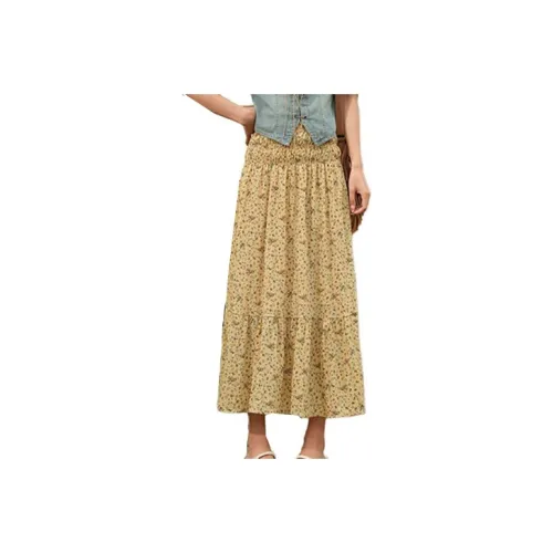 MISHOW Casual Long Skirts Women's Back Garden Yellow