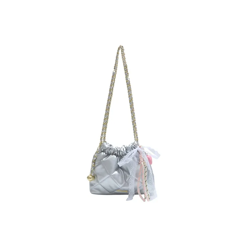 Single Warehouse PU Shoulder Bag Regular Women's White/Silver/Pink/Black-6