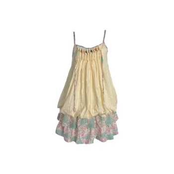 JUFU Slip Dresses Women's Yellow