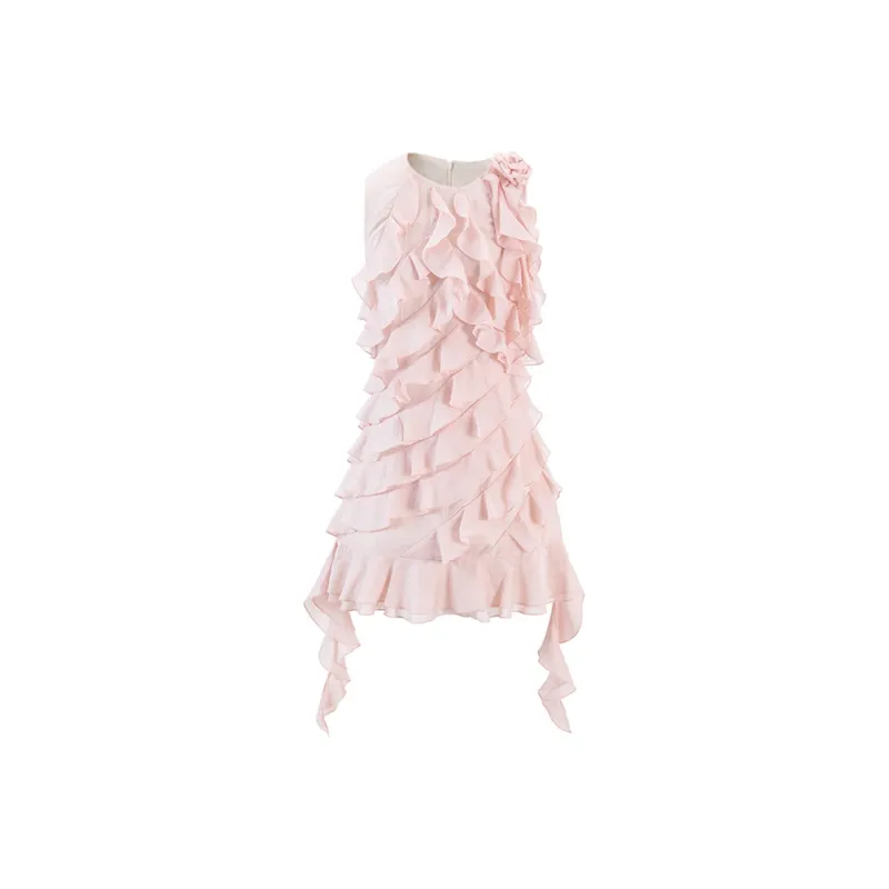 ACAINES Sleeveless Dress Women's Cream Light Pink-0