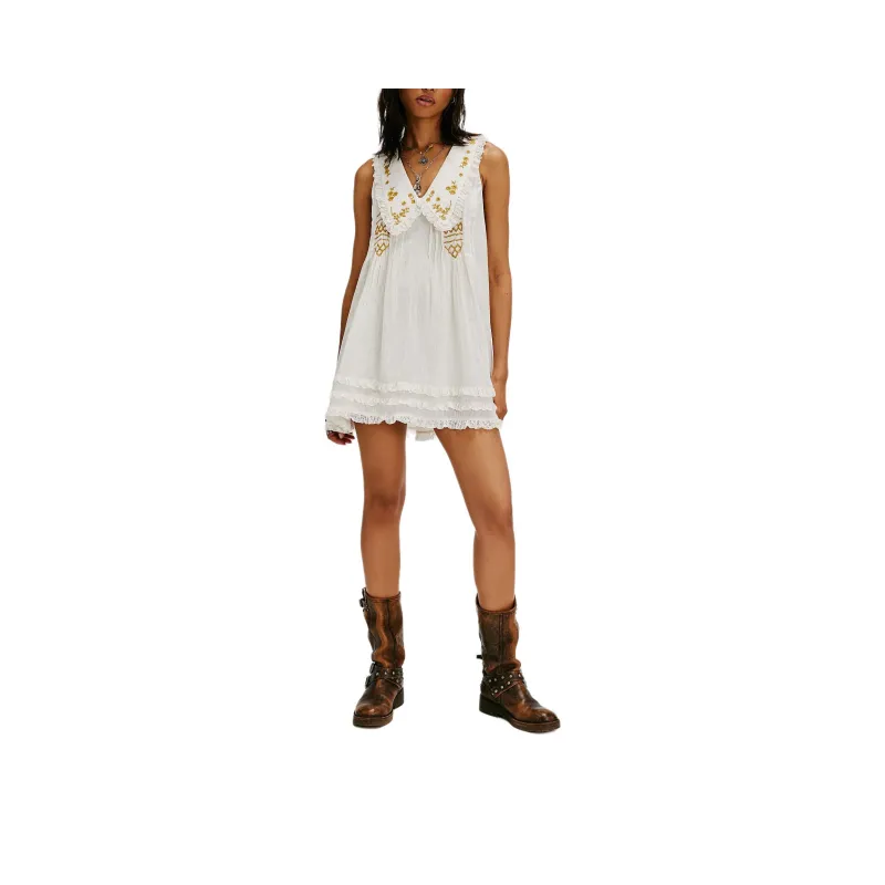 FREE PEOPLE Love Again Mini Dress Sleeveless Dress Women's Whisper White-0