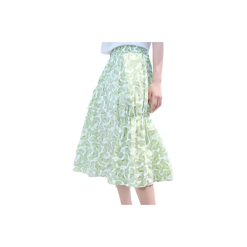 XIANGYING Casual Long Skirts Women's Green-0