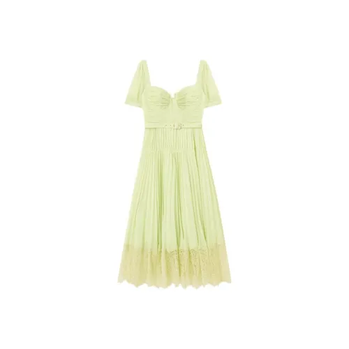 Self portrait Lace panel Pleated Midi Dress