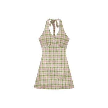 YGPRW Sleeveless Dress Women's Pink Plaid