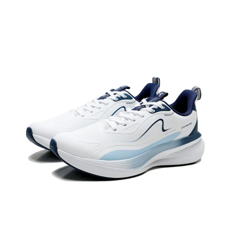QIAODAN Anti Slip Wear Resistant Low Top Casual Running Shoes Men's White Blue-2