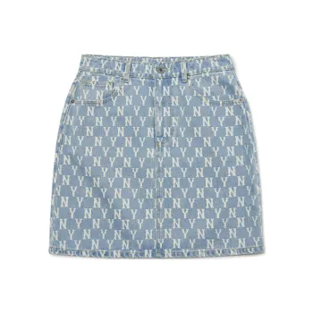 MLB Base Logo Denim Short Skirts Women's Light Blue