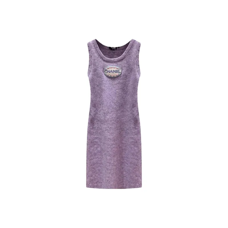 CHANEL 25P Sleeveless Dress Women's Purple-0