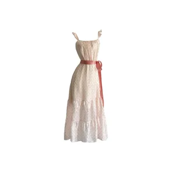 PLANE DRIFT Slip Dress Women's Pink Polka Dot Maxi Skirt