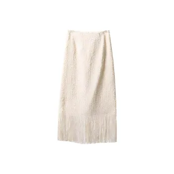 YUMOMO STAR Casual Long Skirts Women's Elegant Beige