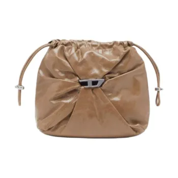 DIESEL Cow Leather Shoulder Bag Medium Size Women's Brown