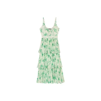 Maje Patterned Ruffled Maxi Dres