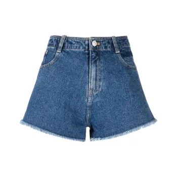 KENZO Mid Rise Fringed Edge Denim Shorts