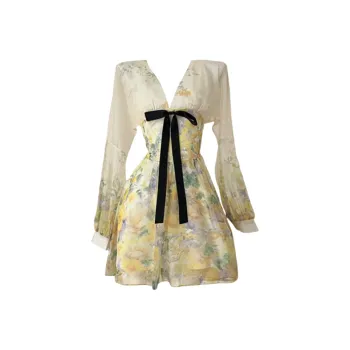 AURORA MUSE Long Sleeved Dress Women's Light Yellow
