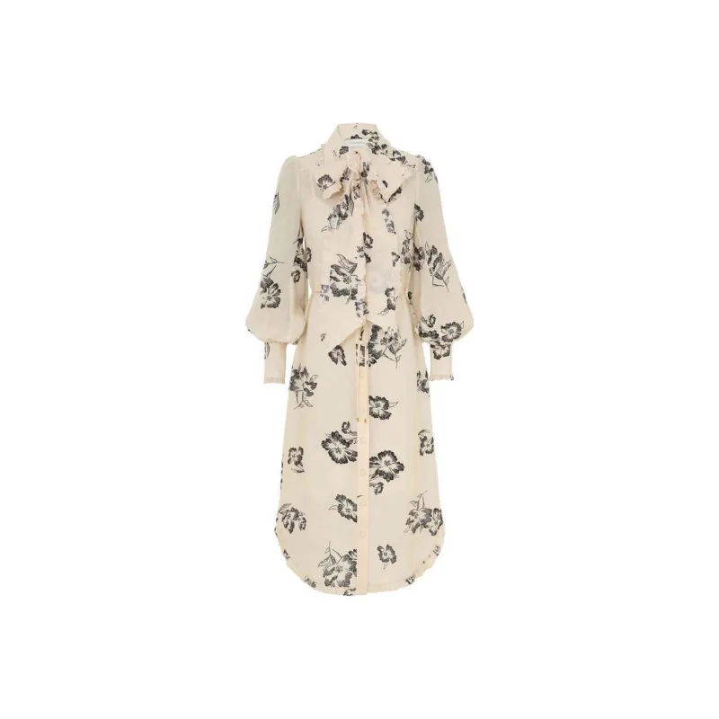 Zimmermann SS25 Long Sleeved Dress Women's Cream-0