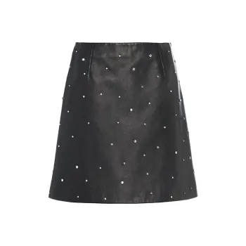 MIU MIU Leather Short Skirts Women's Black