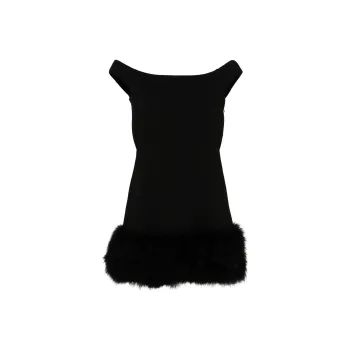 Blumarine Feather embellished Mini Dress