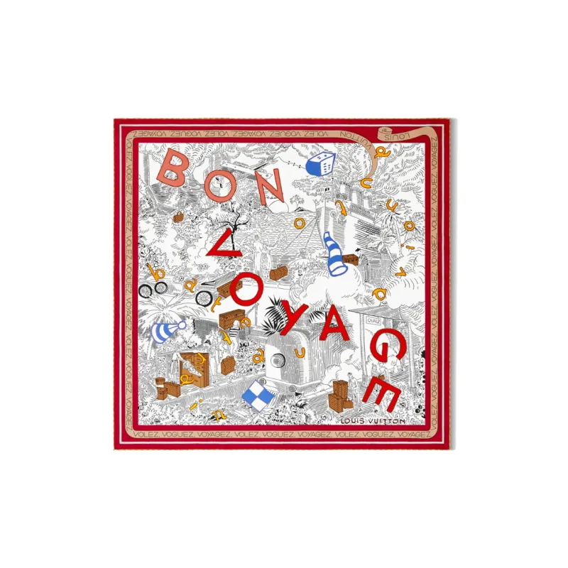LOUIS VUITTON Silk Scarves Women's Red-0