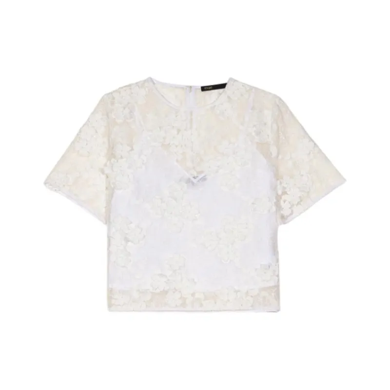 Maje Floral-lace T-shirt-0