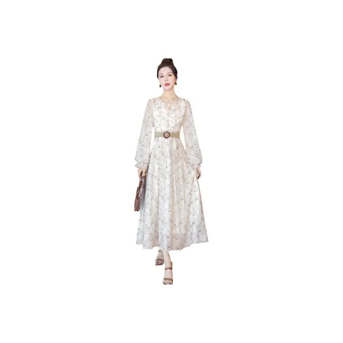Cypress House Long Sleeved Dresses Women's Light Green Bottom Flowers