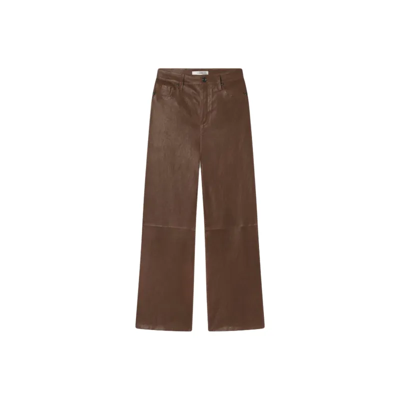 FRAME Leather Pants Women's Brown-0