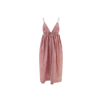 GANNI Striped Strap Midi Dress