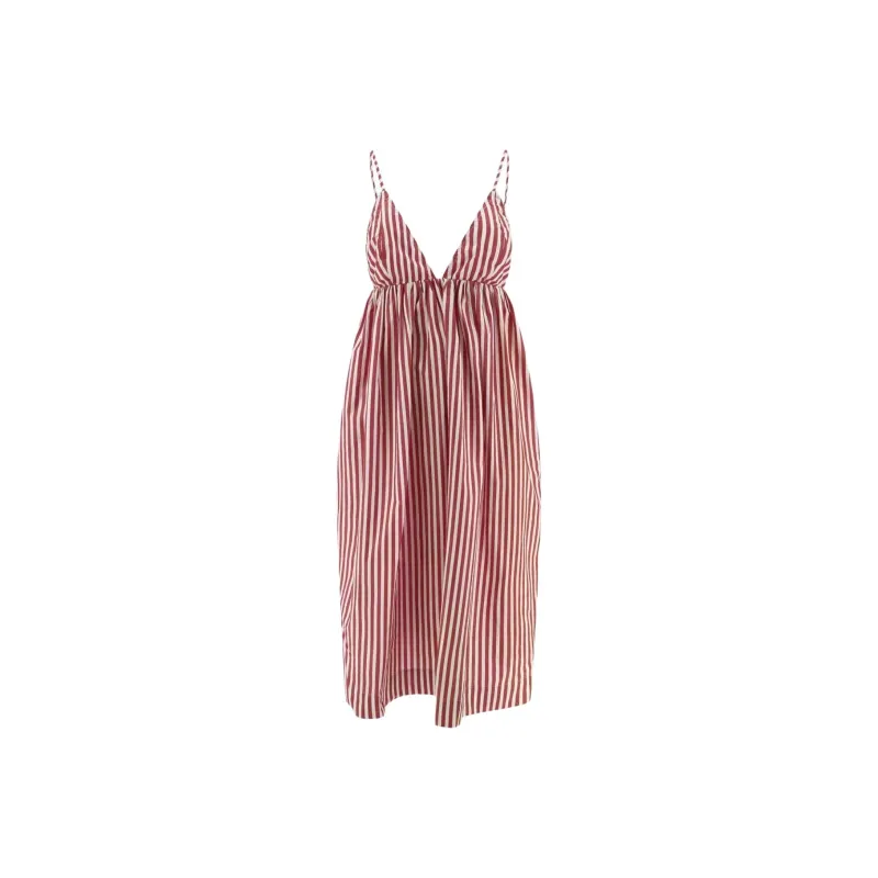 GANNI Striped Strap Midi Dress-0