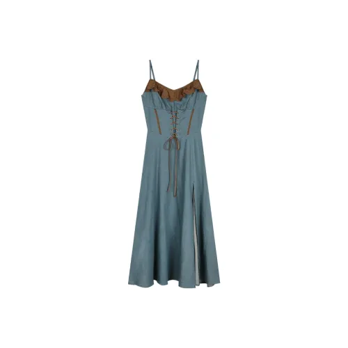 ANNIBUHUO Slip Dress Women's Denim Blue