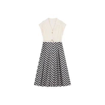 IHIMI Sleeveless Dresses Women's Beige+Checkered Plaid
