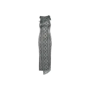 COPERNI Snake Printed Asymmetric Flower Gown