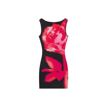 Khy x IOANNES FW24 Smooth Stretch Tank Mini Dress Sleeveless Dress Women's Black Peony