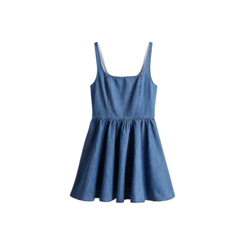 H&M Sleeveless Dress Women's Denim Blue-0