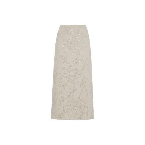 VINCE Sequin-embellished Double-layer Straight Skirt