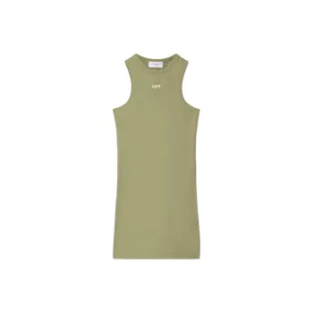 OFF WHITE Logo Printed Crewneck Sleeveless Dress