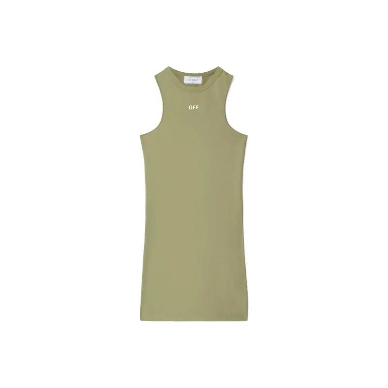 OFF WHITE Logo Printed Crewneck Sleeveless Dress-0