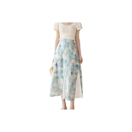 MISHOW Casual Long Skirts Women's Star Cloud Blue