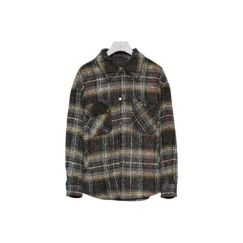 RAYSHOW Jackets Coats Men's Coffee Plaid