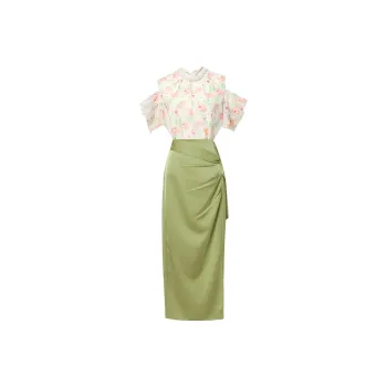 Duffy Fashion Skirt Set Women's Light Apricot+Yellow Green