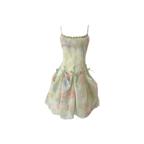 Mu Xiao Xin Slip Dresses Women's Green Grape