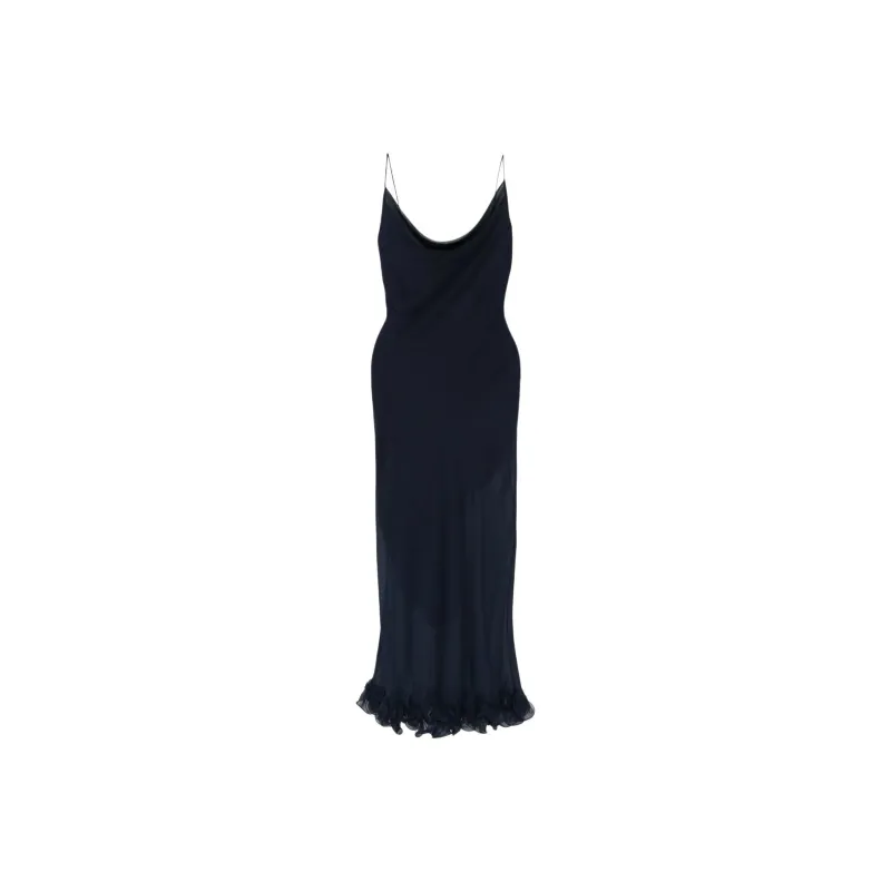 Rotate Ruffle trim Chiffon Maxi Dress-0