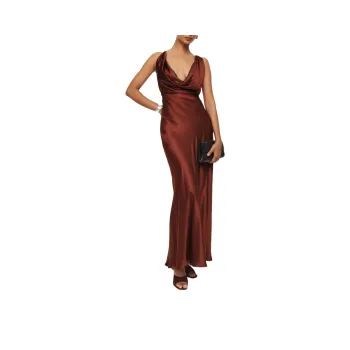 REFORMATION Rayana Silk Dress Slip Dresses Women's Fig-Colored