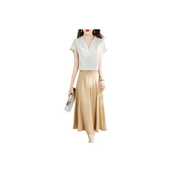 Hang Yi Court SS24 Skirt Set Women's Apricot & Khaki
